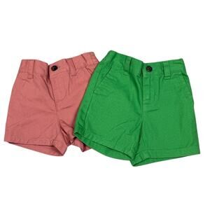 Janie and Jack Lot of 2 pair of boys shorts Green 3 to 6 months